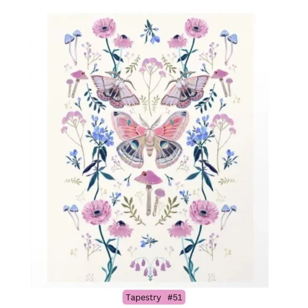 Moth floral Mushrooms Tapestry Wall Art Gift boho‎ decor
